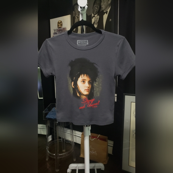 Lydia Deetz “Strange and Unusual” Baby Tee Beetlejuice Graphic T-Shirt - Picture 2 of 5